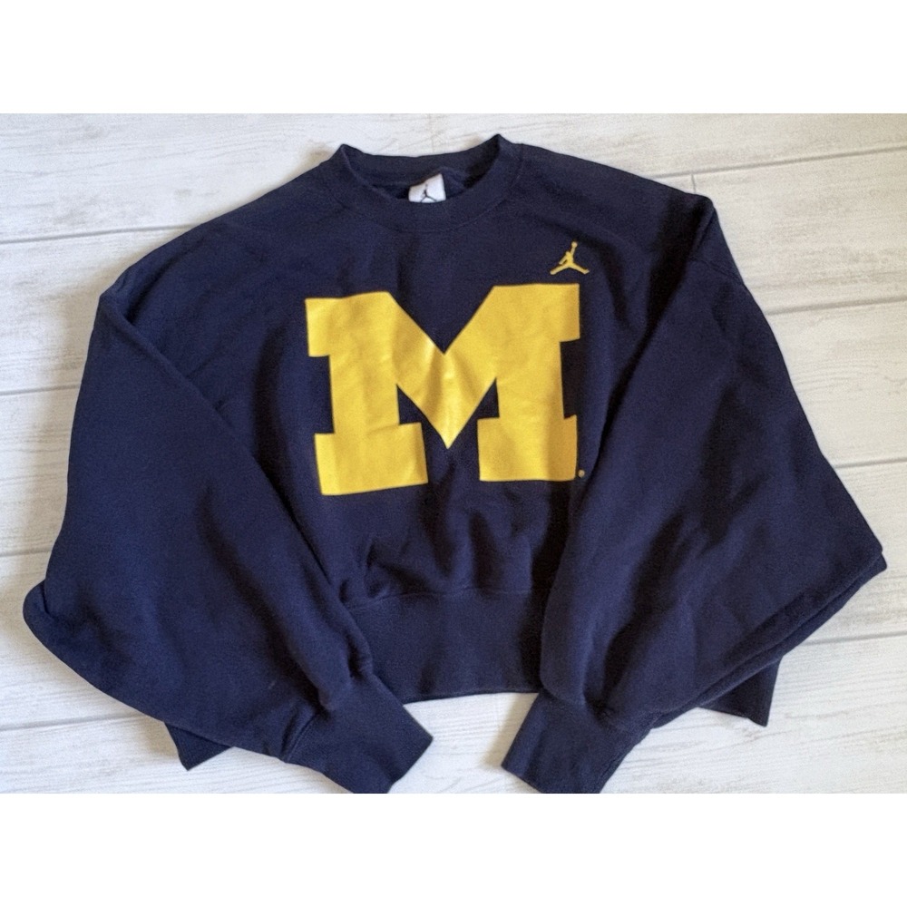 Nike Jordan Michigan Wolverines Cropped Crew Sweatshirt S